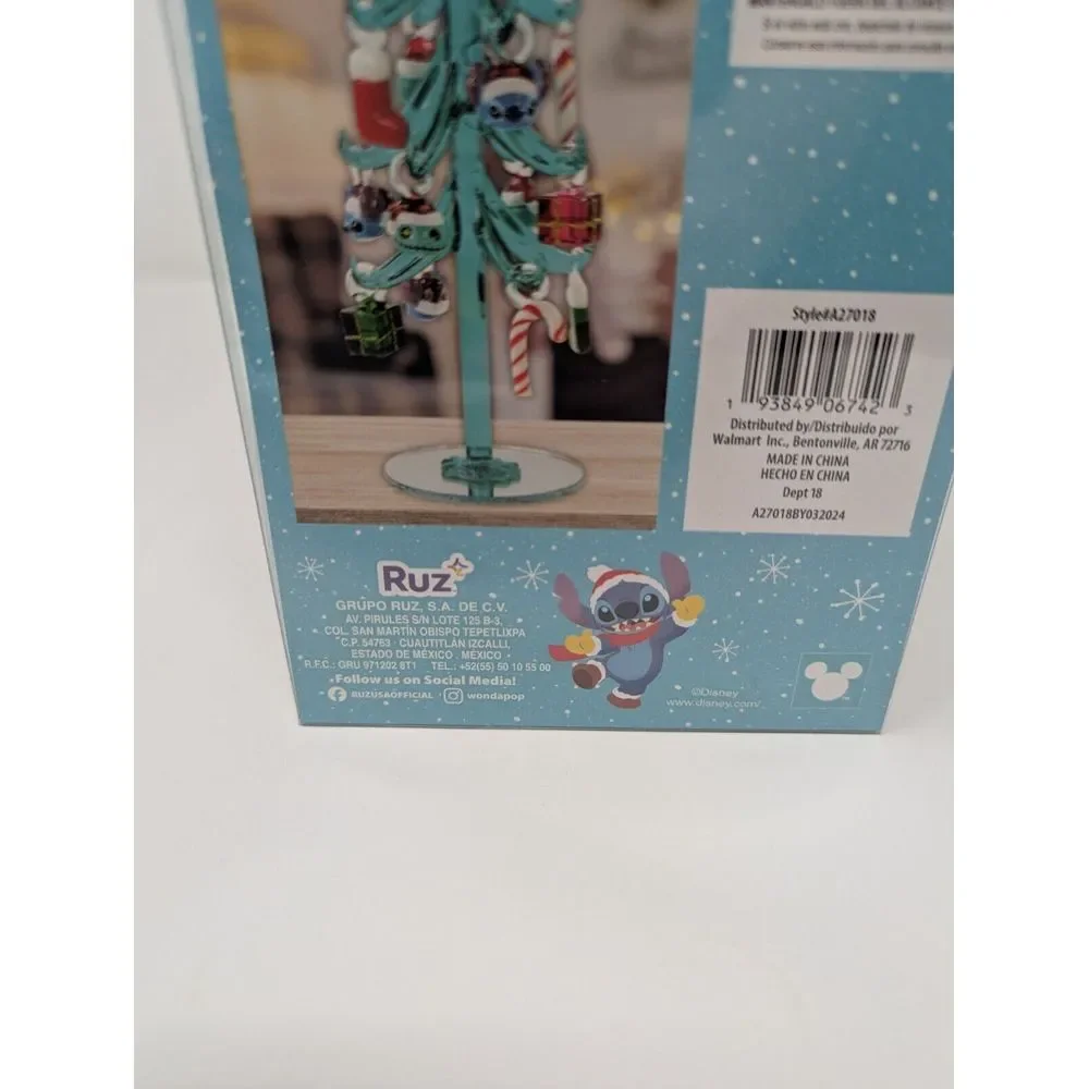 Disney Lilo Stitch Glass Table Top Christmas Tree 13pc Ornaments NEW IN BOX 2024